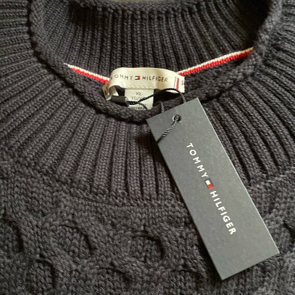 🆕 Tommy Hilfiger Crewneck Fisherman Sweater. Size XL. Navy. New with Tags. - Picture 5 of 7